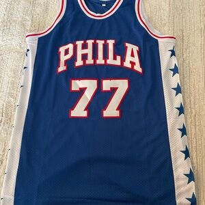 Philadelphia Sixers #77 VJ EdgeCombe Blue White and red jersey size L